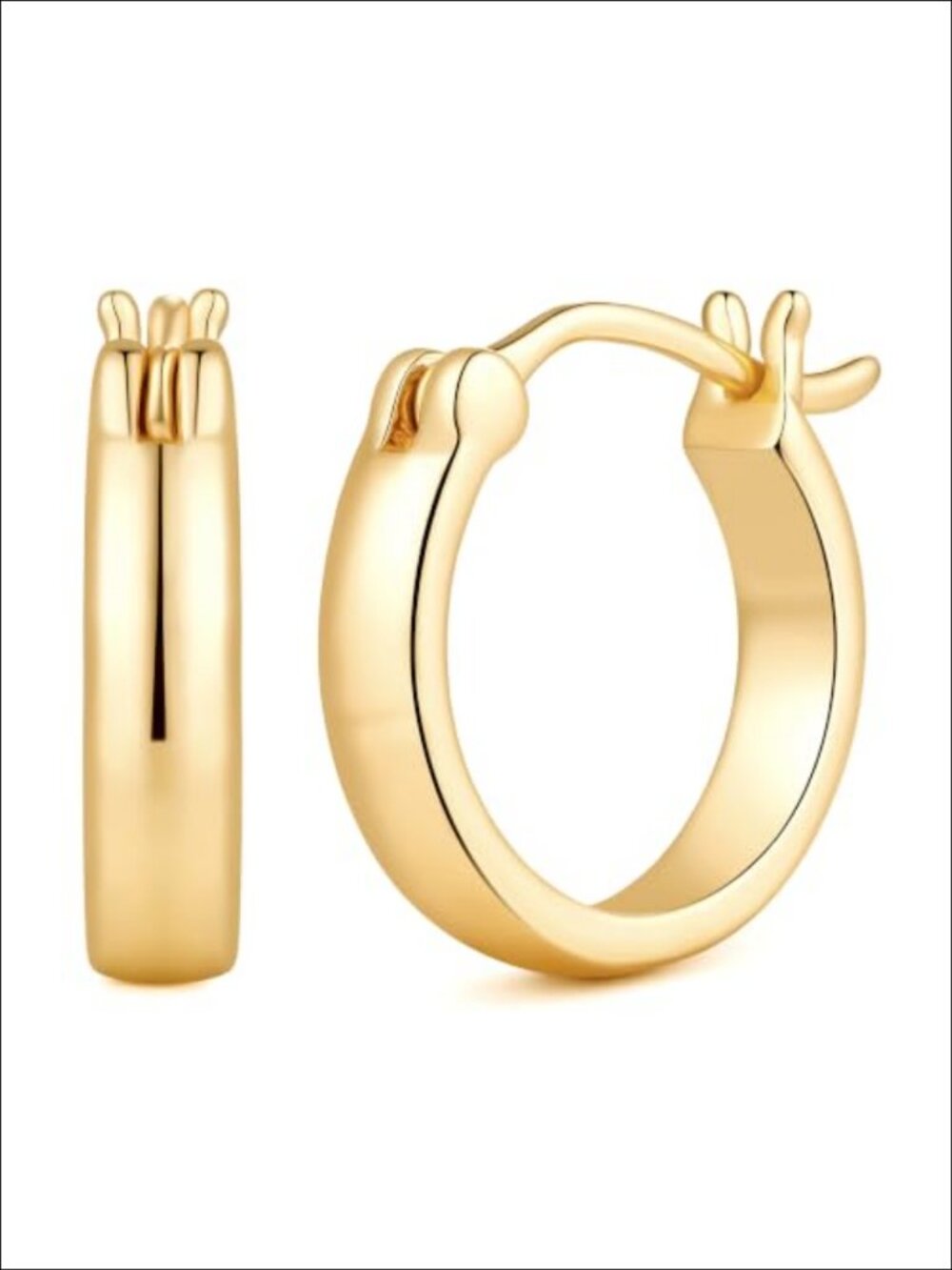 14K Gold Plated Hoop Earrings for Women Wide Polished